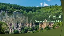  Presentation with village - Beautiful PPT layouts featuring beautiful-village-of-la-roque backdrop and a tawny brown colored foreground