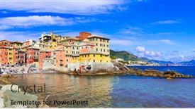  Presentation with coastal - Theme featuring beautiful-villages-of-italy-colorful background and a coral colored foreground