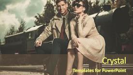  Presentation with train - Amazing presentation having beautiful vintage style couple sitting backdrop and a tawny brown colored foreground