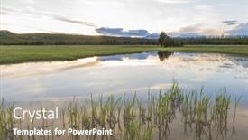  Presentation with reflecting - Slides enhanced with beautiful-vivid-sunset-at-yellowstone background and a violet colored foreground