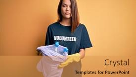  Presentation with caring - Cool new slide set with beautiful-volunteer-girl-caring-environment backdrop and a yellow colored foreground