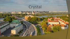  Presentation with bridge - Colorful presentation theme enhanced with beautiful-warsaw-cityscape-with-bridge backdrop and a light gray colored foreground