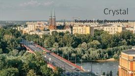  Presentation with cityscape - Presentation theme consisting of beautiful-warsaw-cityscape-with-bridge background and a light gray colored foreground