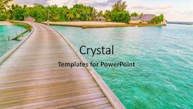  Presentation with beautiful fresh leaves water drops - PPT layouts featuring beautiful water villas in tropical background and a  colored foreground