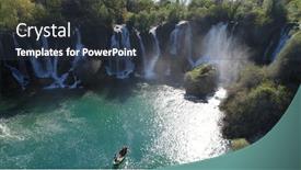  Presentation with waterfall - Amazing PPT layouts having beautiful waterfall aerial view backdrop and a tawny brown colored foreground