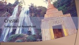  Presentation with cataract - Cool new slide set with cataract - beautiful waterfall and buddhist stupa backdrop and a light blue colored foreground