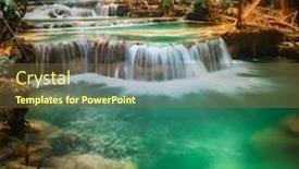  Presentation with west - Audience pleasing presentation design consisting of beautiful-waterfall-huai-mae-khamin backdrop and a tawny brown colored foreground