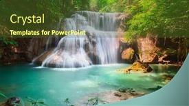  Presentation with waterfall - Presentation theme consisting of beautiful-waterfall-huai-mae-khamin background and a tawny brown colored foreground
