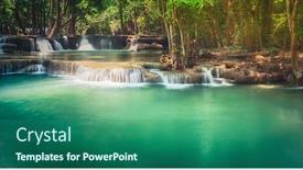  Presentation with waterfall - Presentation with beautiful-waterfall-huai-mae-khamin background and a ocean colored foreground