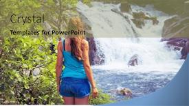  Presentation with waterfall - Presentation with beautiful-waterfall-in-galicia-spain background and a yellow colored foreground