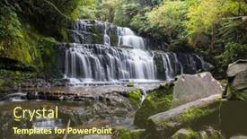  Presentation with rainforest - PPT theme having beautiful-waterfall-in-green-rainforest background and a tawny brown colored foreground