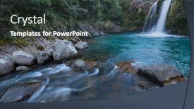  Presentation with rainforest - Amazing PPT theme having beautiful-waterfall-in-green-rainforest backdrop and a dark gray colored foreground
