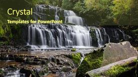  Presentation with rainforest - Cool new PPT layouts with beautiful-waterfall-in-green-rainforest backdrop and a tawny brown colored foreground