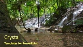 Presentation with jungle - Slide set with beautiful-waterfall-in-jungle-mexico background and a tawny brown colored foreground