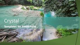  Presentation with waterfall - Slides having beautiful-waterfall-in-jungle-mexico background and a seafoam green colored foreground