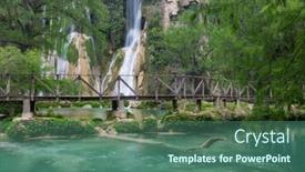  Presentation with waterfall - Presentation featuring beautiful-waterfall-in-jungle-mexico background and a ocean colored foreground