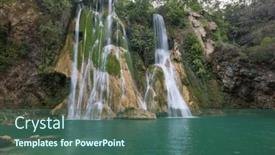  Presentation with waterfall - Presentation theme consisting of beautiful-waterfall-in-jungle-mexico background and a ocean colored foreground