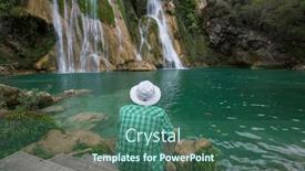  Presentation with waterfall - Presentation design featuring beautiful-waterfall-in-jungle-mexico background and a ocean colored foreground