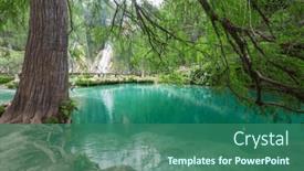  Presentation with waterfall - Slide set with beautiful-waterfall-in-jungle-mexico background and a ocean colored foreground