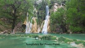  Presentation with waterfall - Presentation theme having beautiful-waterfall-in-jungle-mexico background and a ocean colored foreground