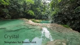  Presentation with waterfall - PPT layouts with beautiful-waterfall-in-jungle-mexico background and a seafoam green colored foreground
