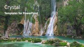  Presentation with waterfall - Theme with beautiful-waterfall-in-jungle-mexico background and a tawny brown colored foreground