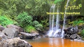  Presentation with tropical forest - Cool new theme with beautiful-waterfall-in-tropical-forest backdrop and a tawny brown colored foreground