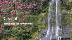  Presentation with waterfall - PPT theme having beautiful-waterfall-mountain-in-wulai background and a tawny brown colored foreground