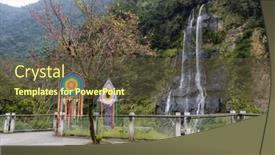  Presentation with waterfall - Presentation design featuring beautiful-waterfall-mountain-in-wulai background and a tawny brown colored foreground