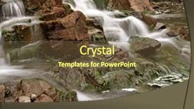  Presentation with waterfall - Cool new slide set with beautiful waterfall over natural rocks backdrop and a tawny brown colored foreground
