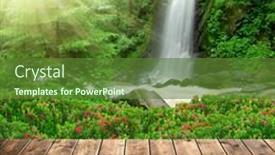  Presentation with waterfall - Slides featuring beautiful-waterfall-with-wooden-planks background and a tawny brown colored foreground