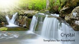  Presentation with waterfalls - Theme consisting of beautiful waterfalls in the bavarian forest-germany background and a light blue colored foreground