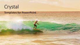 Presentation with beautiful green - Audience pleasing PPT theme consisting of green revolution - surfer on beautiful wave backdrop and a lemonade colored foreground
