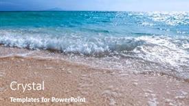  Presentation with blue wave - Presentation theme featuring beautiful-wave-blue-breaking-empty background and a coral colored foreground