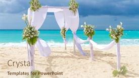 Presentation with beach wedding - Amazing presentation theme having beautiful wedding arch cabana on sand beach outdoor beach wedding backdrop and a lemonade colored foreground