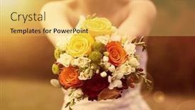  Presentation with bride - Theme with beautiful wedding bouquet in hands background and a yellow colored foreground