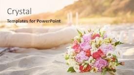  Presentation with beach wedding - Slides featuring beautiful wedding bouquet on beach background and a lemonade colored foreground