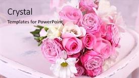  Presentation with wedding - Theme having beautiful wedding bouquet on wooden background and a lemonade colored foreground