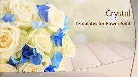  Presentation with wedding roses - Audience pleasing theme consisting of beautiful wedding bouquet with roses on wooden table backdrop and a lemonade colored foreground