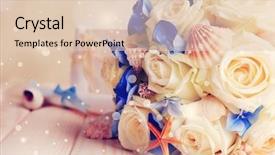  Presentation with christian wedding anniversary - Slide set enhanced with beautiful wedding bouquet with sea background and a lemonade colored foreground