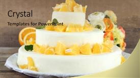  Presentation with christian wedding anniversary - Slide set featuring beautiful wedding cake with oranges background and a  colored foreground