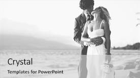  Presentation with bride - Presentation theme featuring beautiful wedding couple bride background and a light gray colored foreground