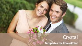  Presentation with wedding - Beautiful presentation theme featuring beautiful wedding couple enjoying wedding backdrop and a coral colored foreground