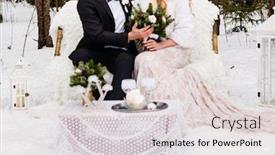  Presentation with wedding - Amazing presentation design having beautiful-wedding-couple-in-forest backdrop and a light gray colored foreground