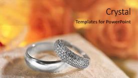  Presentation with wedding roses - Audience pleasing PPT layouts consisting of beautiful wedding rings on blurred roses background backdrop and a red colored foreground