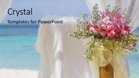  Presentation with tropical wedding - Audience pleasing presentation design consisting of beautiful wedding setup and flowers backdrop and a light blue colored foreground