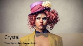  Presentation with clown - Cool new slide deck with beautiful whimsical clown backdrop and a coral colored foreground
