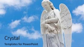  Presentation with angel - Colorful PPT theme enhanced with beautiful white angel backdrop and a light blue colored foreground
