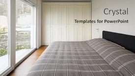  Presentation with bedroom modern - Colorful PPT layouts enhanced with beautiful white bedroom in modern house backdrop and a light gray colored foreground