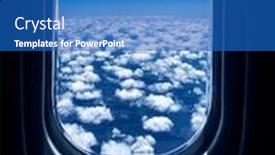  Presentation with air - Slides with beautiful white fluffy clouds seen through the airplane window aerial view air travel concept background and a teal colored foreground